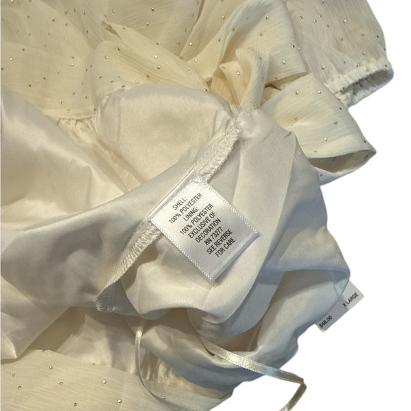 Elle XL 3/4 Sleeve Off White with Gold Rhinestones Women's Top - Picture 5 of 7